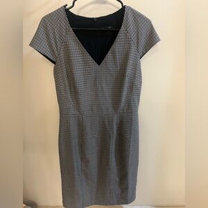 Banana Republic Black and White Checkered Midi Dress